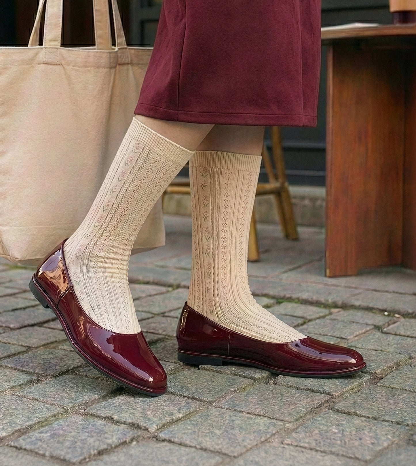 Modern Classic Patent Ballet Flats - Wine