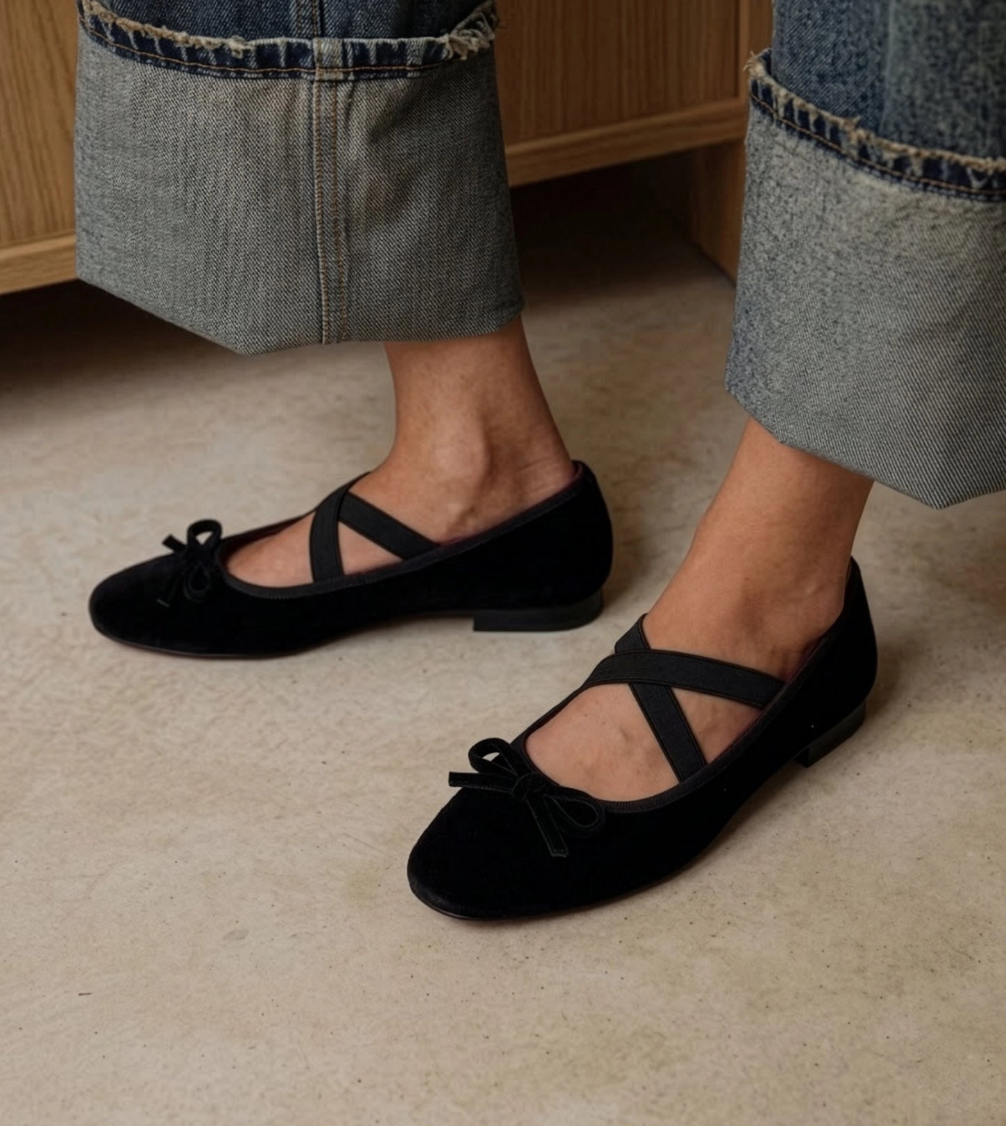 Velvet Mary Janes - Black