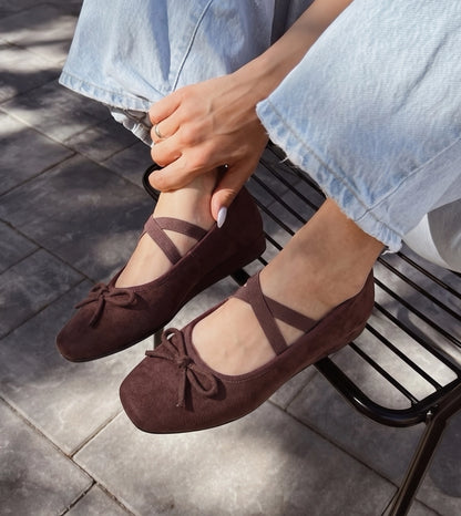 Velvet Mary Janes - Brown