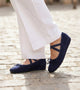 Velvet Mary Jane Flats - Navy Blue
