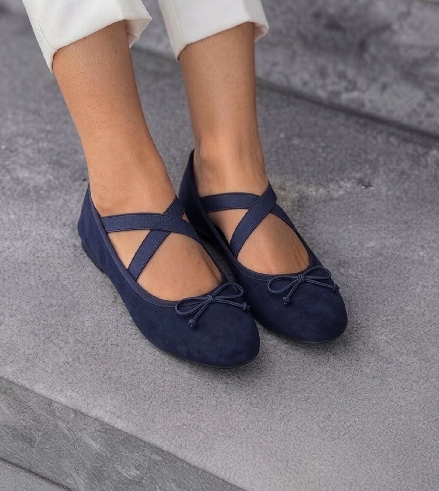 Velvet Mary Janes - Navy Blue