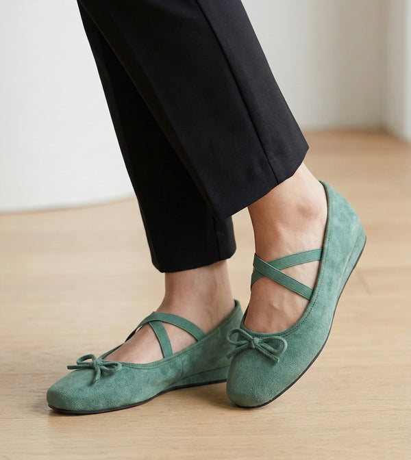 Velvet Mary Janes - Green