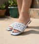 Textured Strap Slides Flat Sandal - Sky Blue
