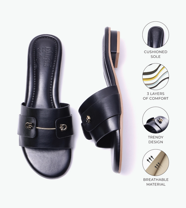 Minimal Muse Slip-On Flats - Black