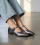 Classic Buckled Strap Mary Jane Flats - Gunmetal