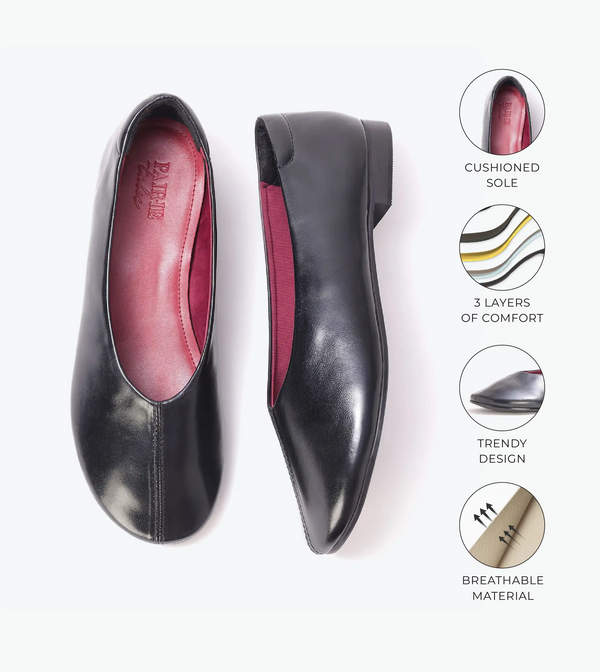 Minimal Seam Detail Slip-On Flats - Black