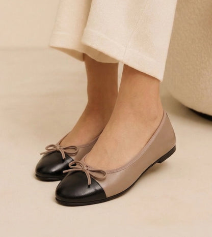 Classic Bow Detail Ballet Flats - Beige