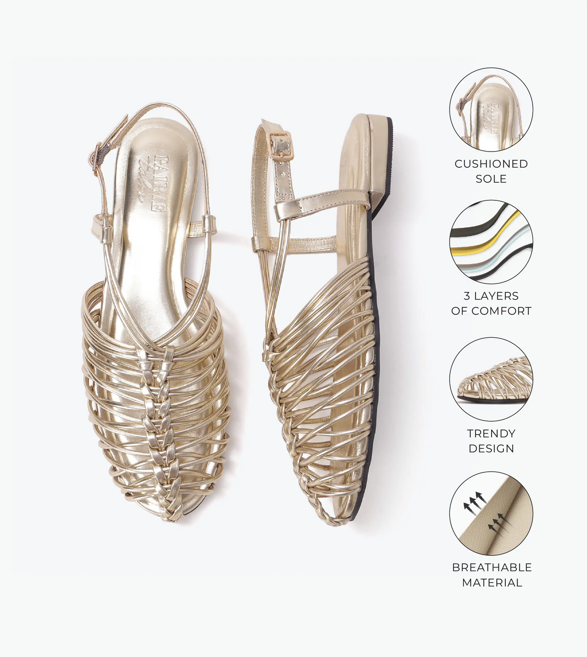 Interlace Slingback Sandals - Gold