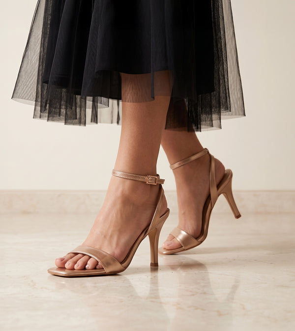 Ankle Strap Stilettos - Light Gold