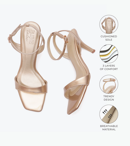Ankle Strap Stilettos - Light Gold