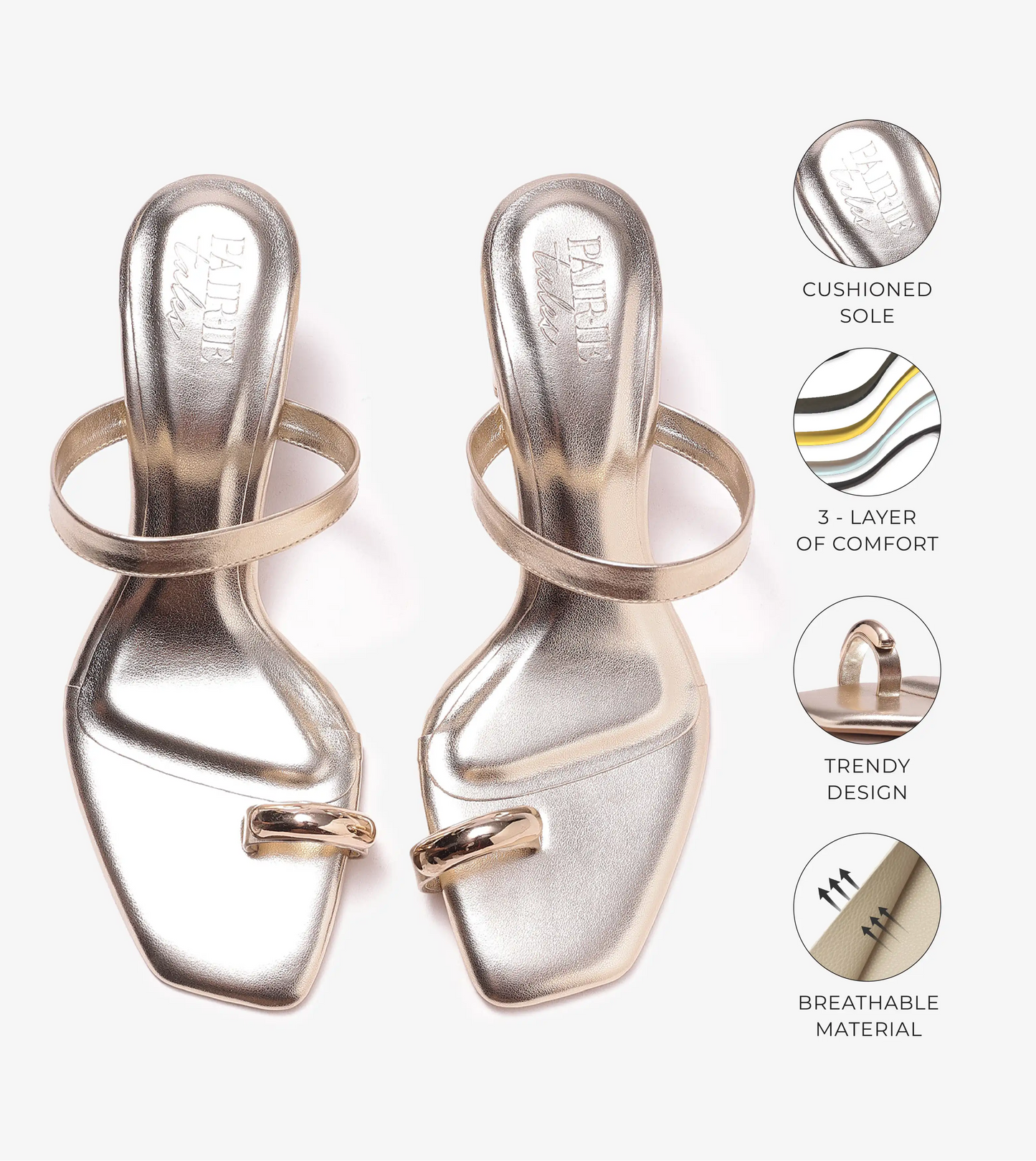 Metallic Accent Toe-Ring Heel - Gold