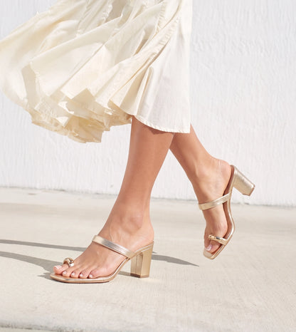 Metallic Accent Toe-Ring Heel - Gold