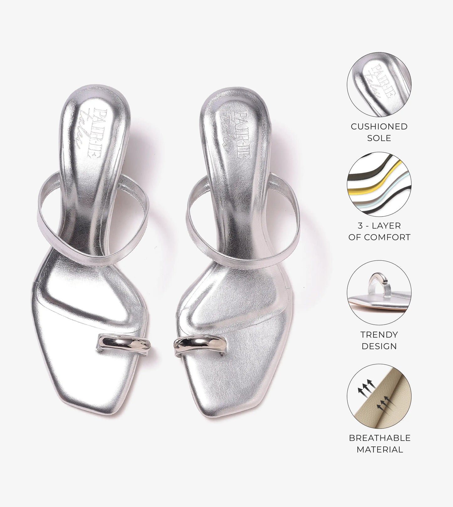 Metallic Accent Toe-Ring Heel - Silver