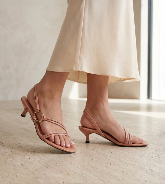 Strappy Kitten Heel With Metallic Adornment  - Gajri