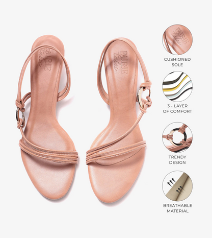 Strappy Kitten Heel With Metallic Adornment  - Gajri