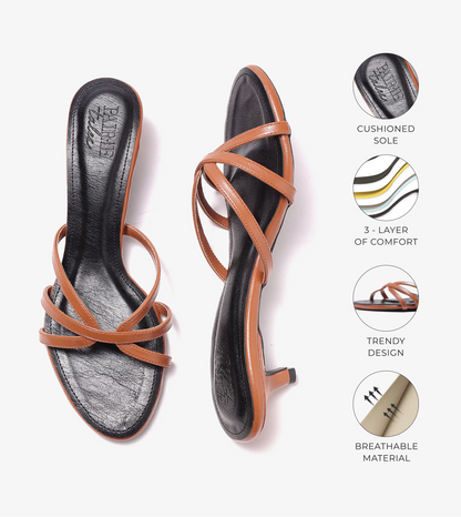 Cross Strap Kitten Mules - Black