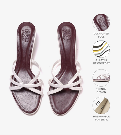 Cross Strap Kitten Mules - Maroon