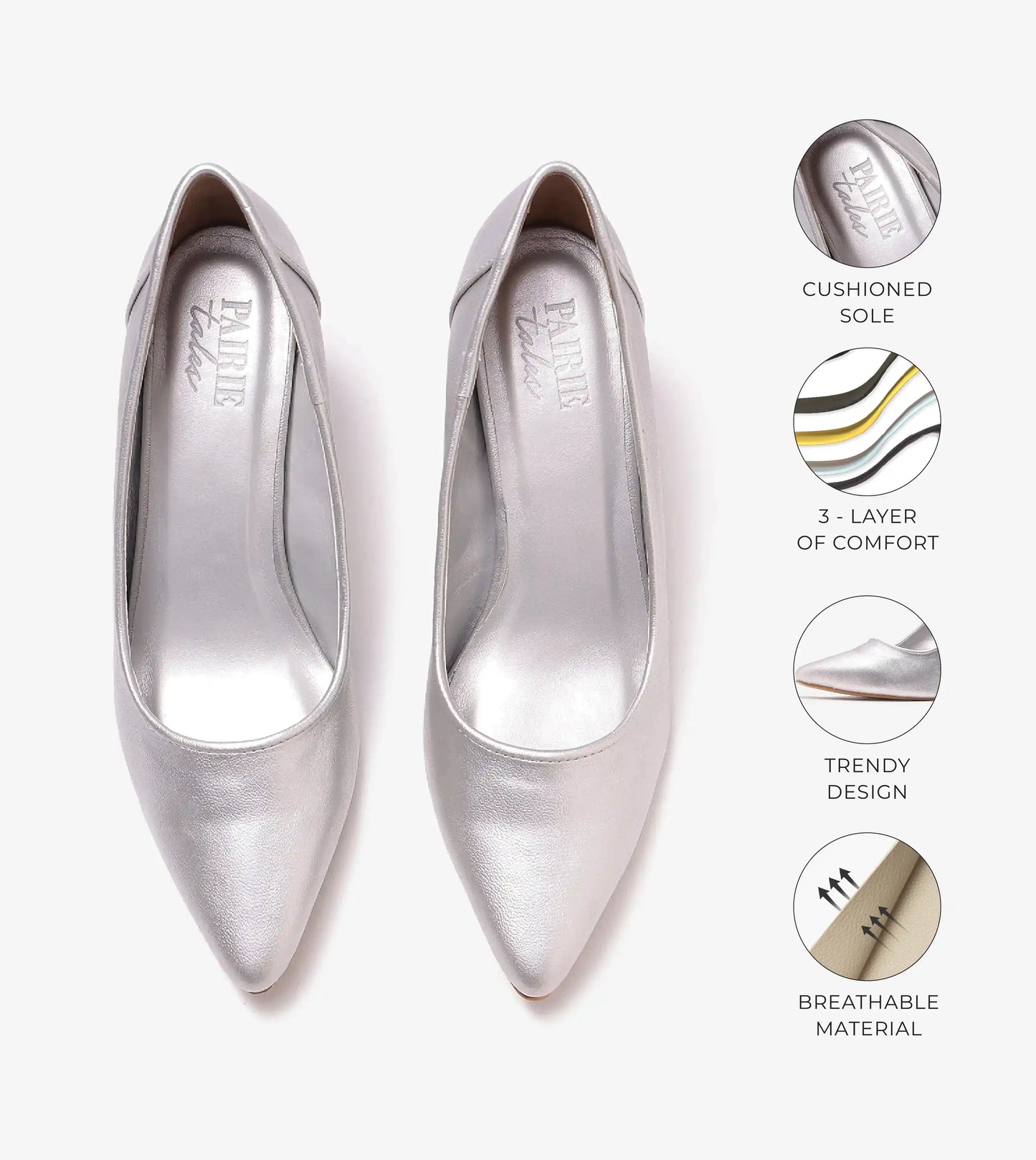 Matt Pointed Toe Pumps - Silver