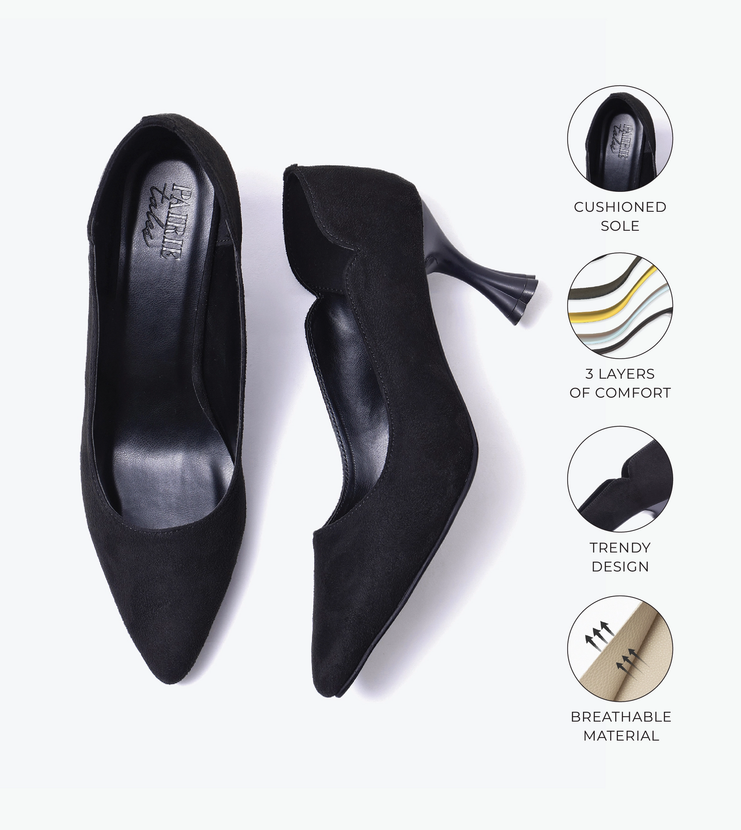 Pointed Toe Sculpted Pumps - Black