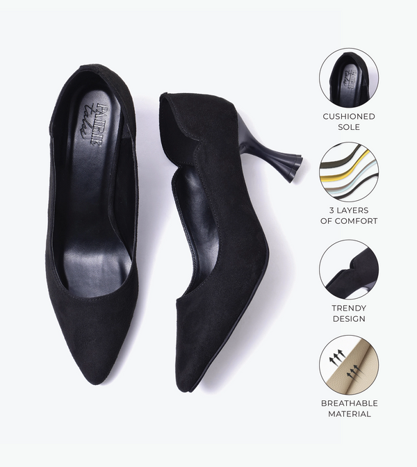 Pointed Toe Sculpted Pumps - Black