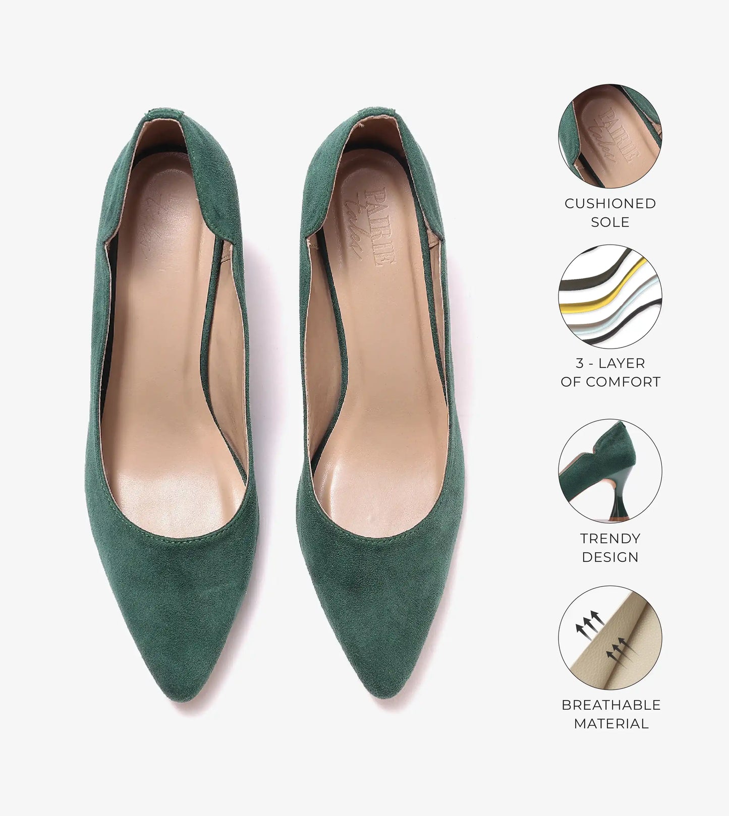 Pointed Toe Sculpted Pumps - Green