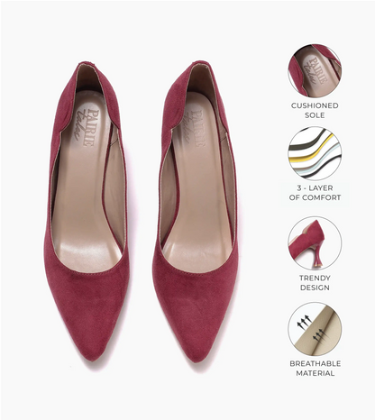 Pointed Toe Sculpted Pumps - Red