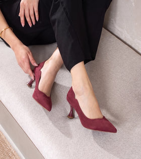 Pointed Toe Sculpted Pumps - Red