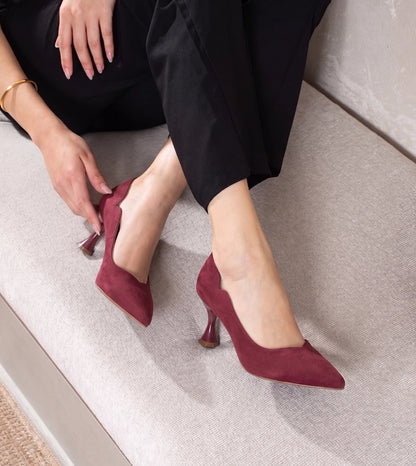 Pointed Toe Sculpted Pumps - Red