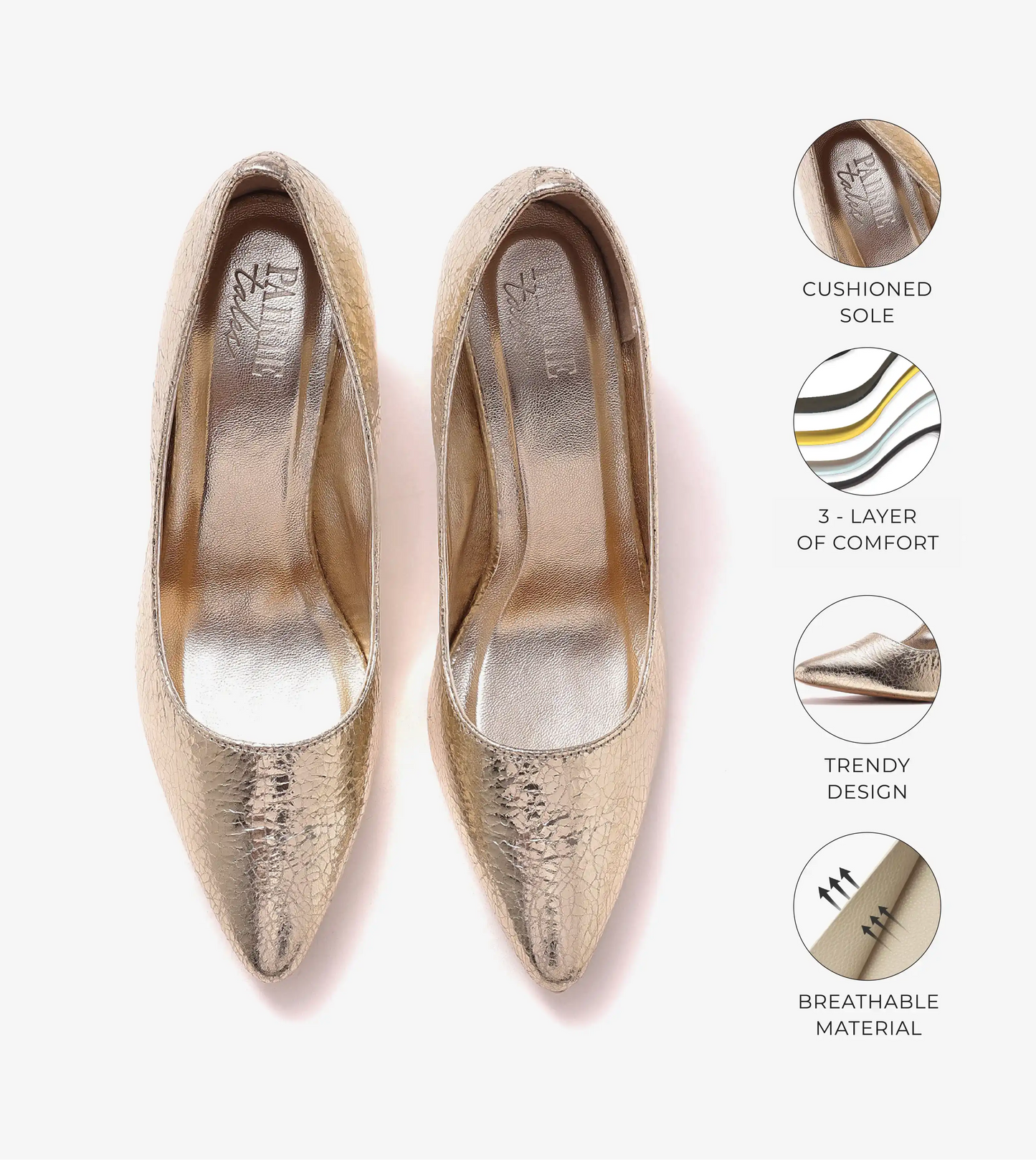 Crackled Metallic Pumps - Gold