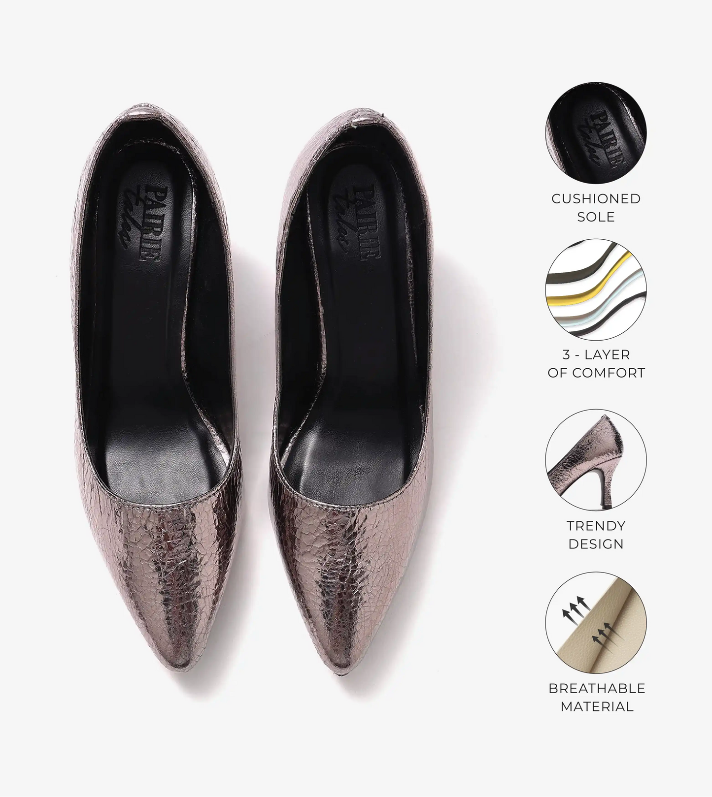 Crackled Metallic Pumps - Gunmetal