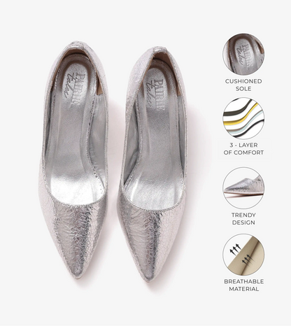 Crackled Metallic Pumps - Silver