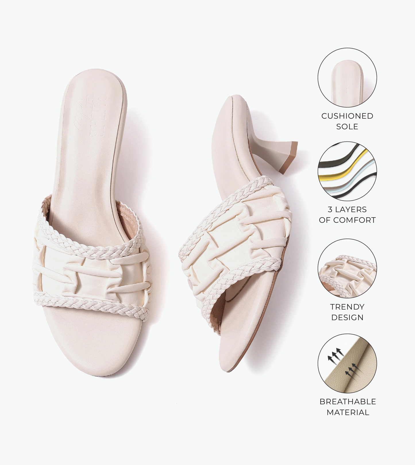 Braided Knot Strap Heels - Beige