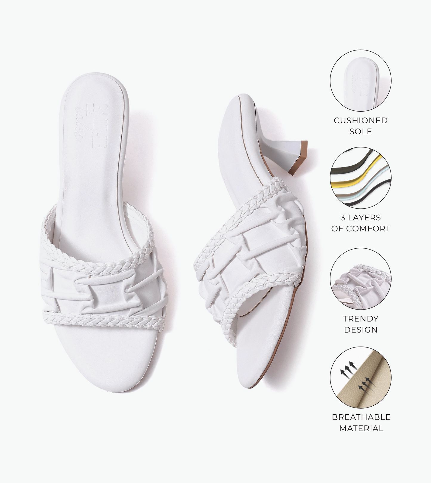 Braided Knot Strap Heels - Cream