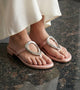Metallic Accent T-Strap Flats Sandal - Peach