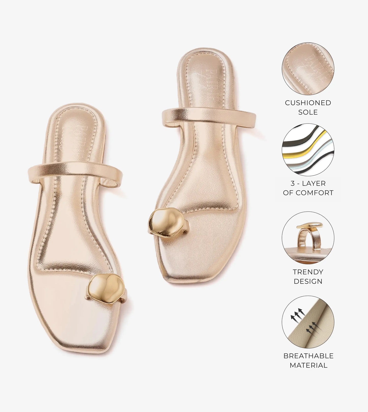 Metallic Toe Ring Flat - Light Gold