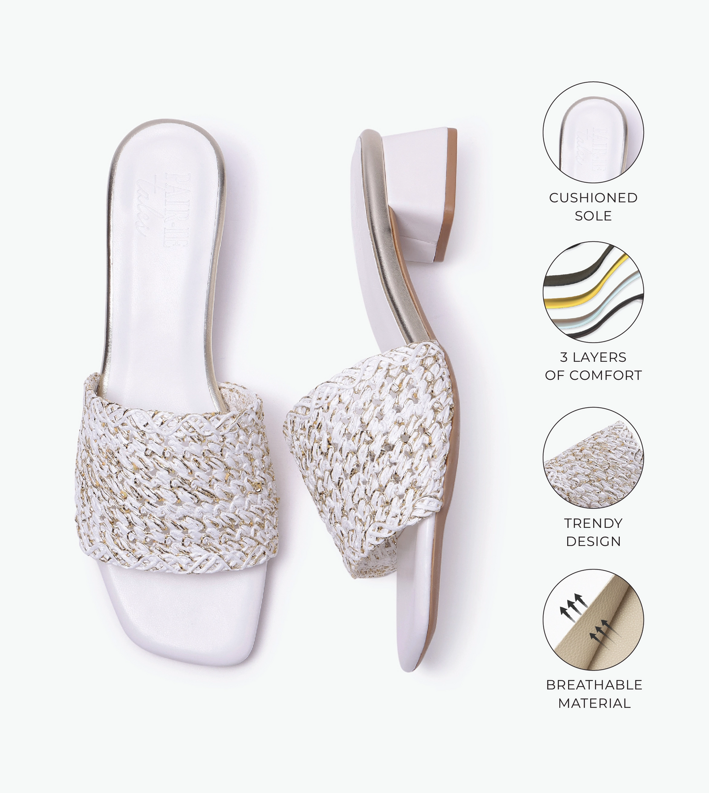 Woven Grace Block Heels - White