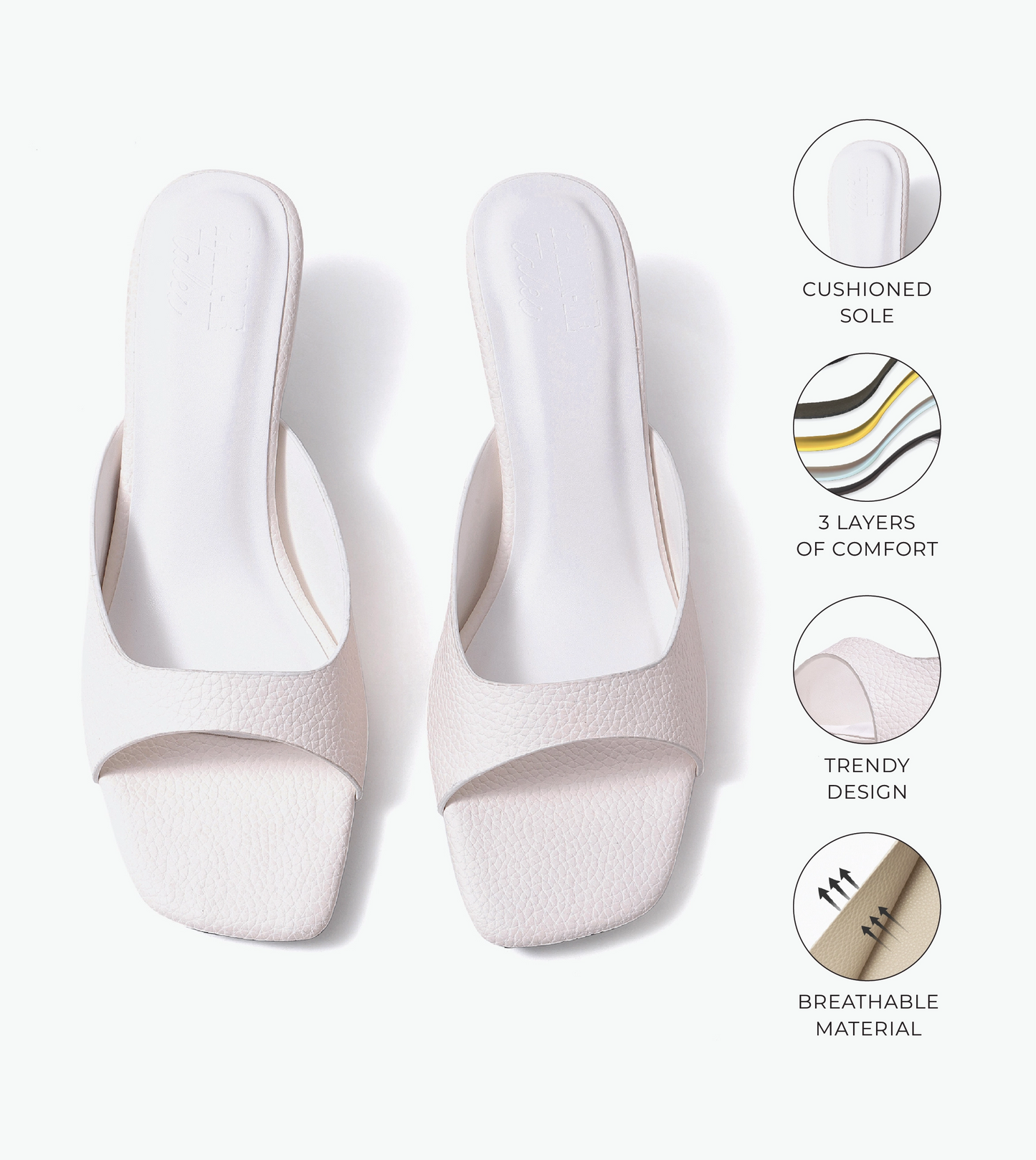 Statement Textured Mules - White