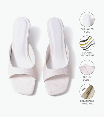 Statement Textured Mules - White