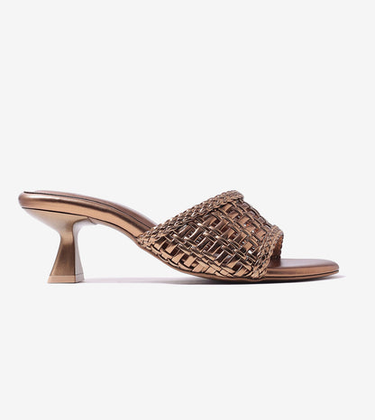 Woven Statement Mule Heels - Antique