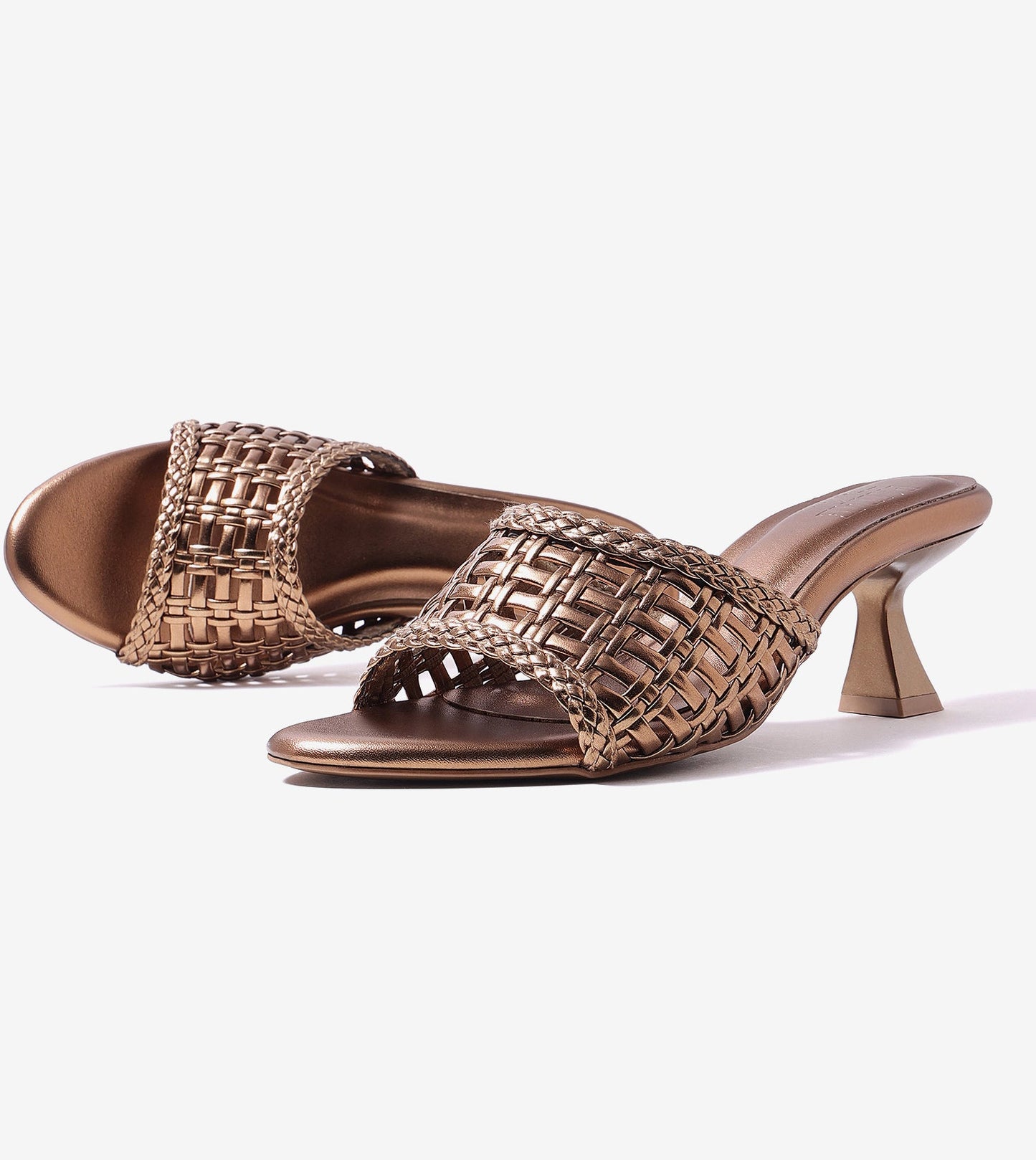Woven Statement Mule Heels - Antique