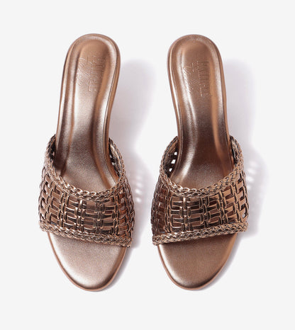 Woven Statement Mule Heels - Antique
