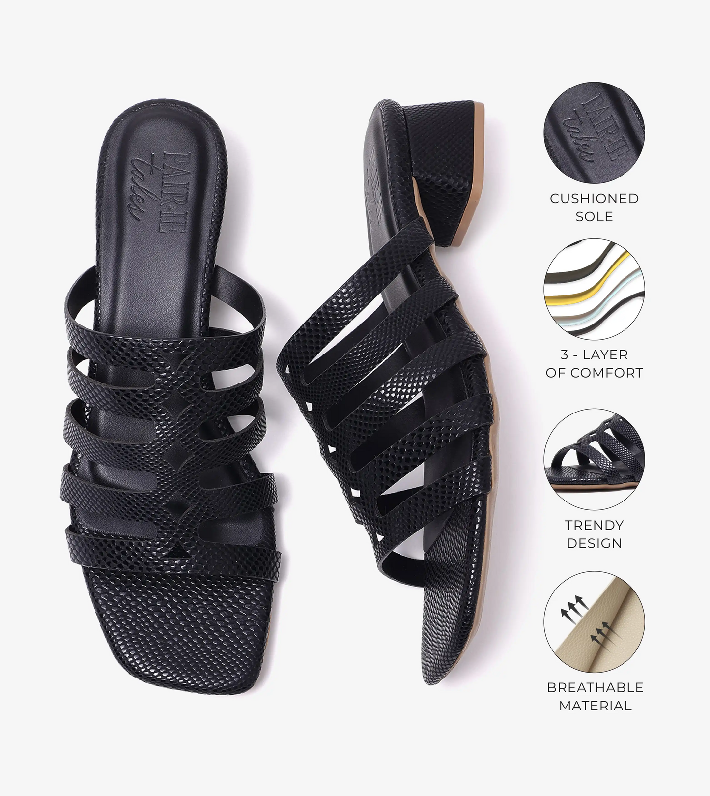 Cutout mule Block Heel - Black