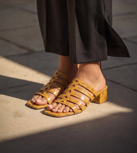 Cutout mule Block Heel - Mustard