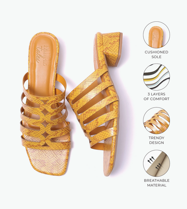 Cutout mule Block Heel - Mustard