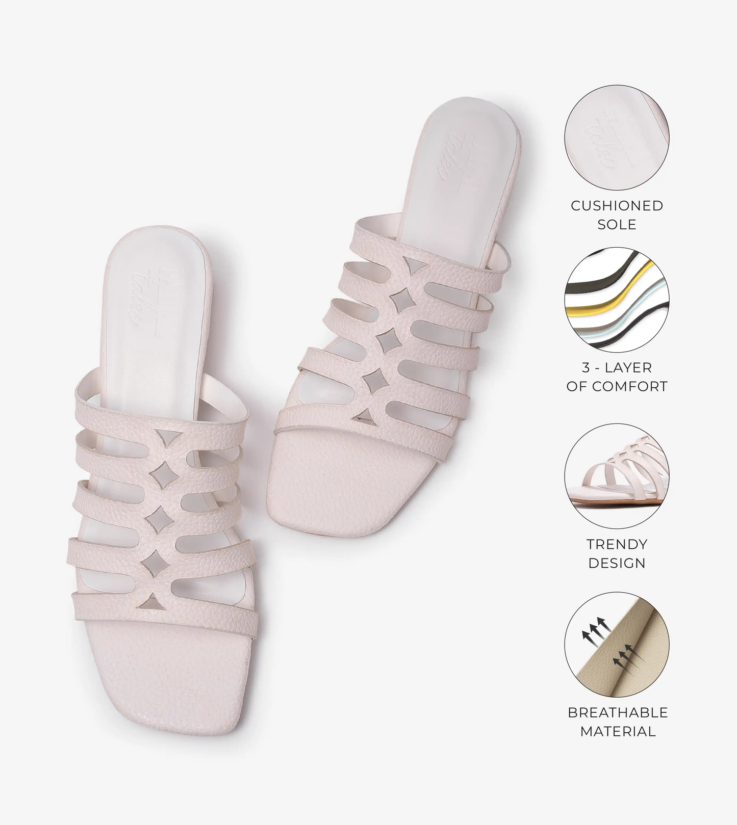 Cutout mule Block Heel - White