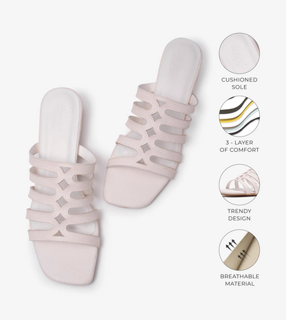 Cutout mule Block Heel - White