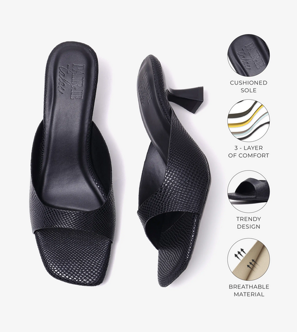 Statement Textured Mules - Black