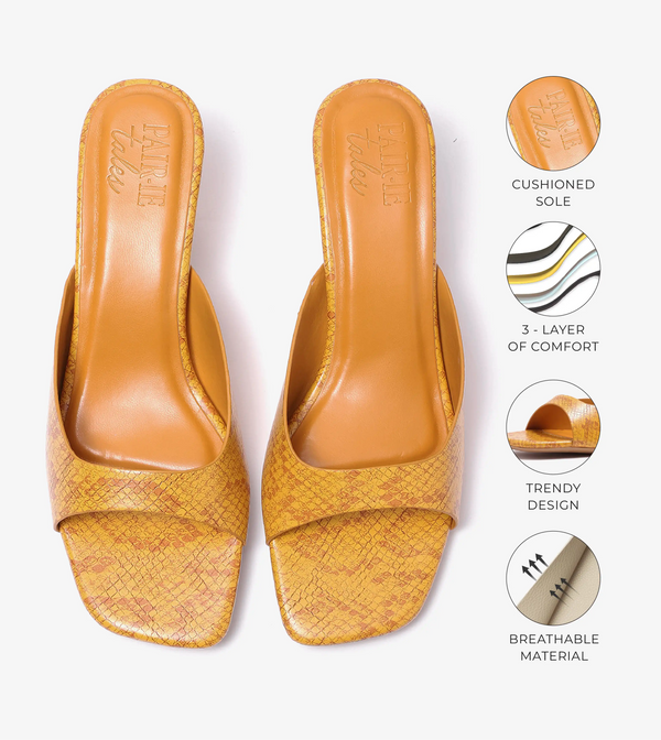 Statement Textured Mules - Mustard
