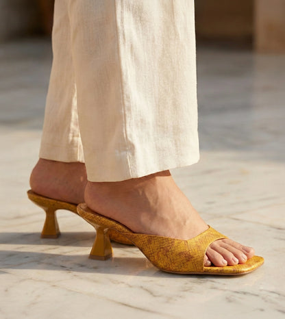 Statement Textured Mules - Mustard