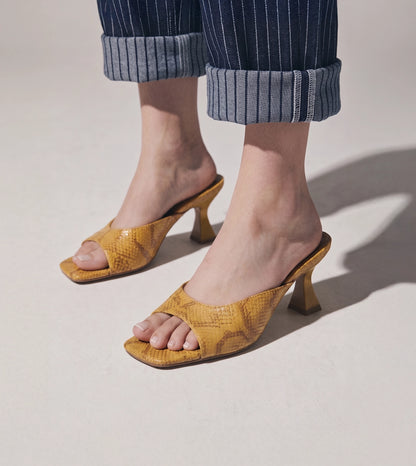 Statement Textured Mules - Mustard